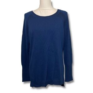 NWT Tribal Marine Navy Blue Reversible Knit Sweater Sweatshirt Top New Cotton